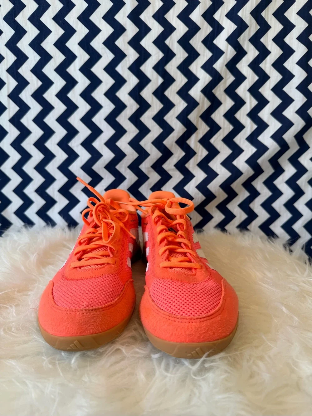 Adidas Kids Neon Orange Indoor Soccer Shoes with Gum Outsole
